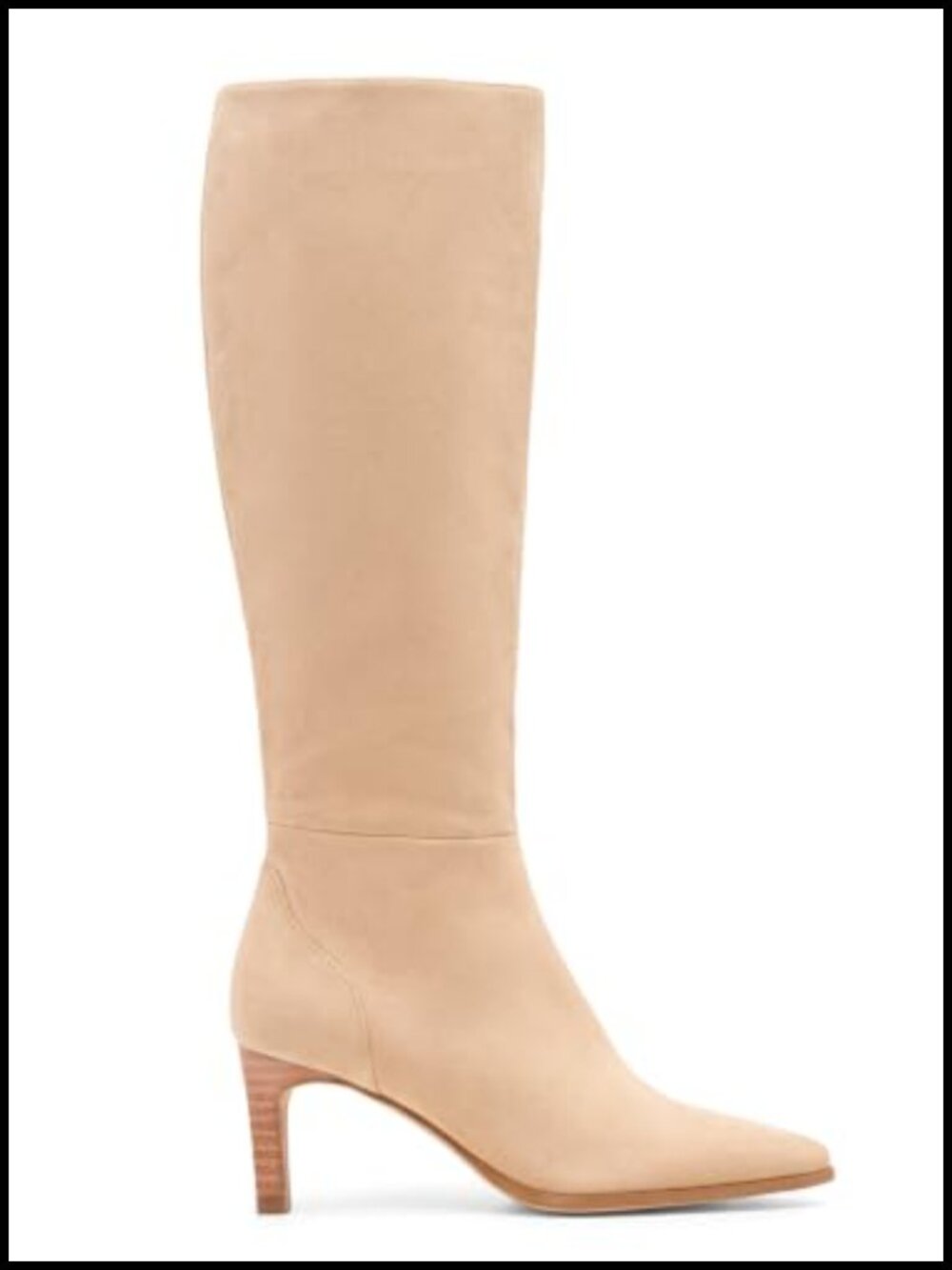 Knee High Boots High Heel Pointed Toe Side Zipper Faux Suede